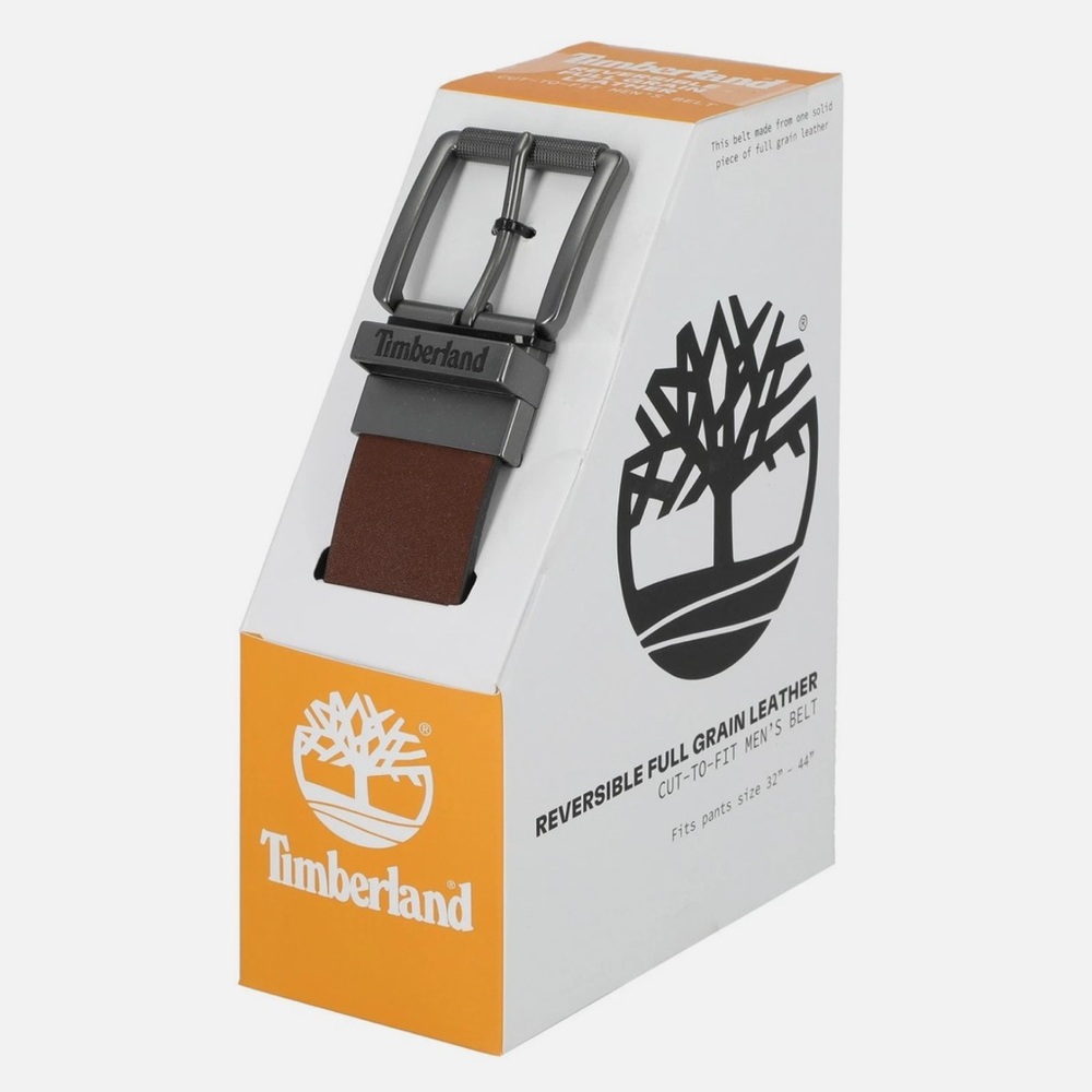 Timberland Men's Reversible Leather Belt Black/Brown Cut-To-Fit Size 28-44